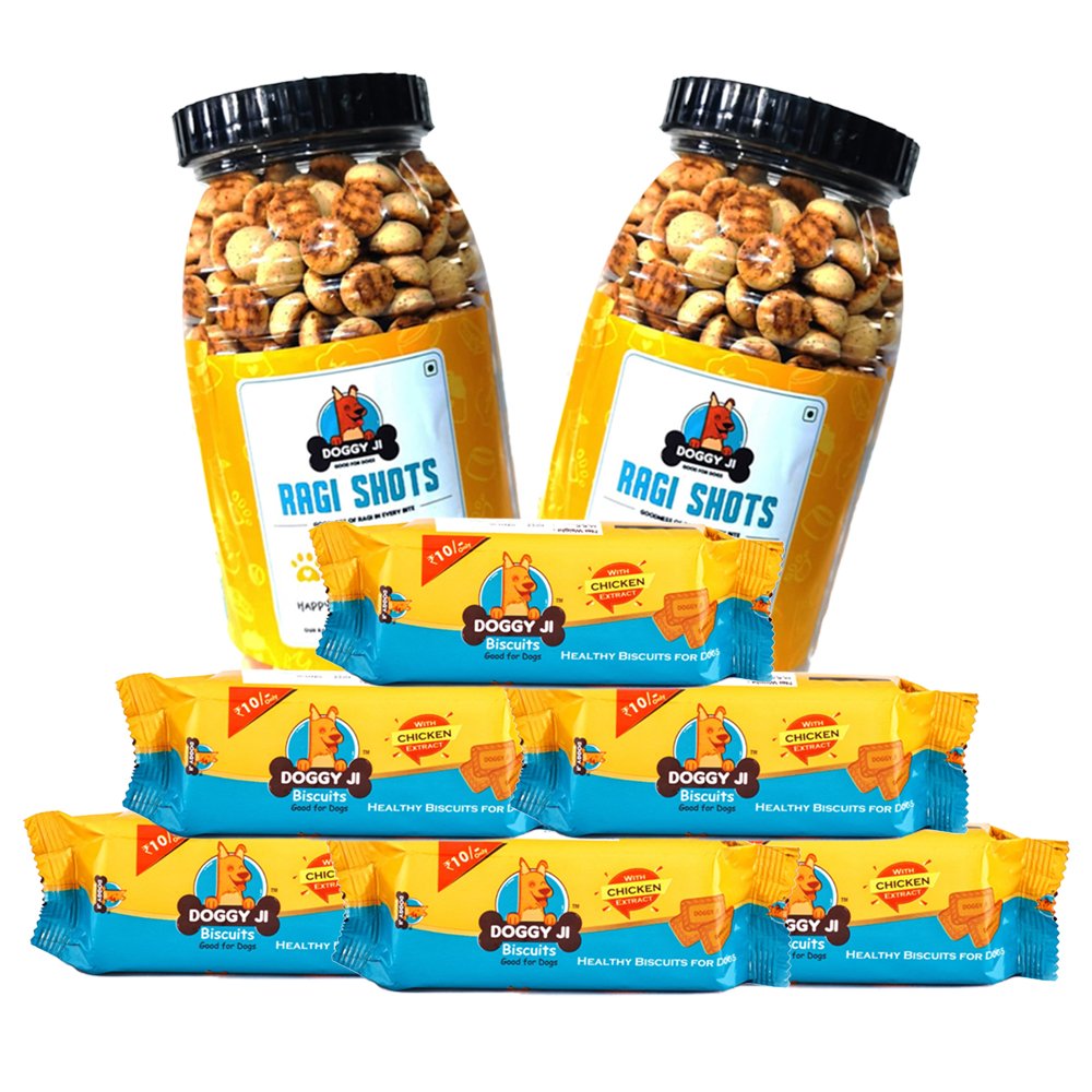 Buy Dog Biscuits and Ragi Shots Combo Online - Doggy Ji Dog Treats online
