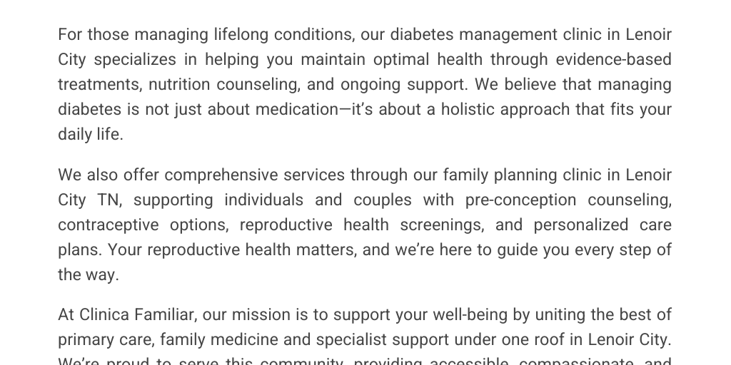 Comprehensive Primary Care & Family Medicine Services in Lenoir City